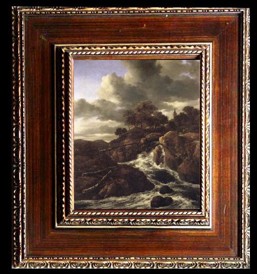 framed  Jacob van Ruisdael A Waterfall with Rocky Hilla and Trees, Ta106